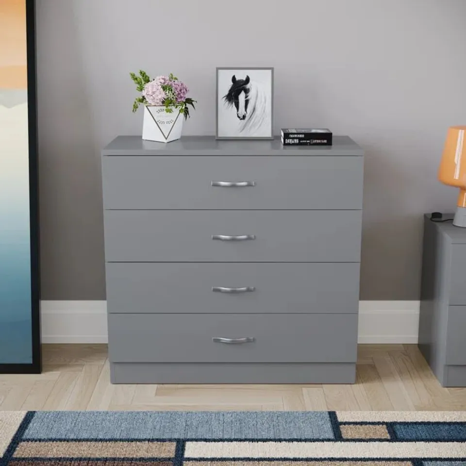 BOXED MAYBERY 4 DRAWER CHEST - GREY 