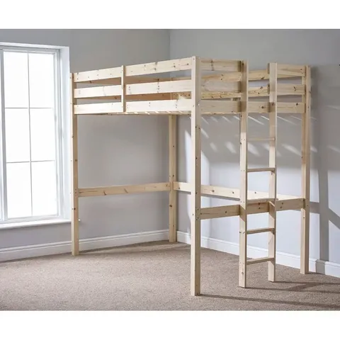 ESMA HIGH SLEEPER SOLID PINE LOFT BUNK BED - 2 BOXES