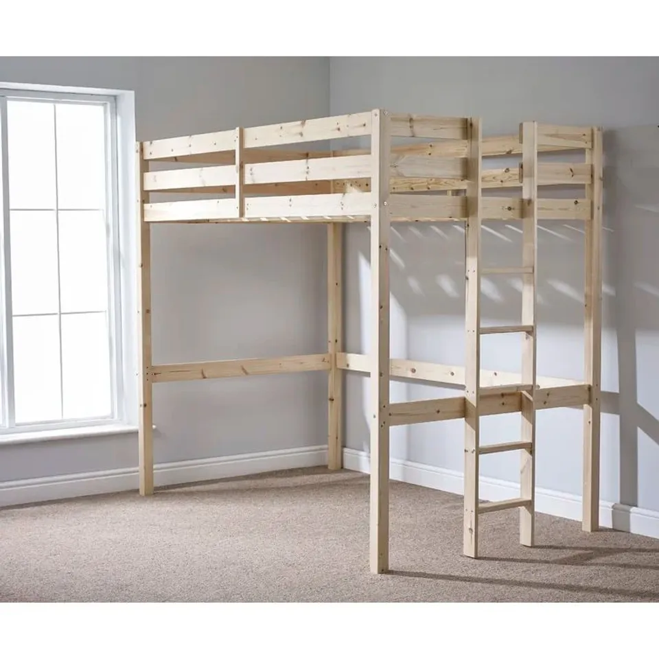 ESMA HIGH SLEEPER SOLID PINE LOFT BUNK BED - 2 BOXES