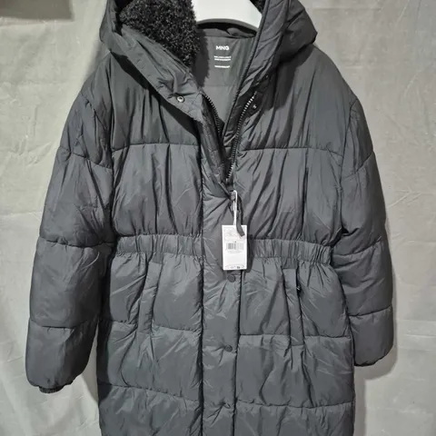 MNG BY MANGO WOMEN'S BLACK PUFFER COAT WITH HOOD SIZE L