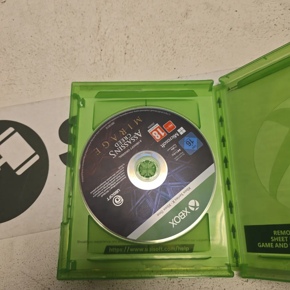 ASSASSIN'S CREED MIRAGE - XBOX GAME DISC (XBOX SERIES X|S & XBOX ONE) IN GREEN CASE