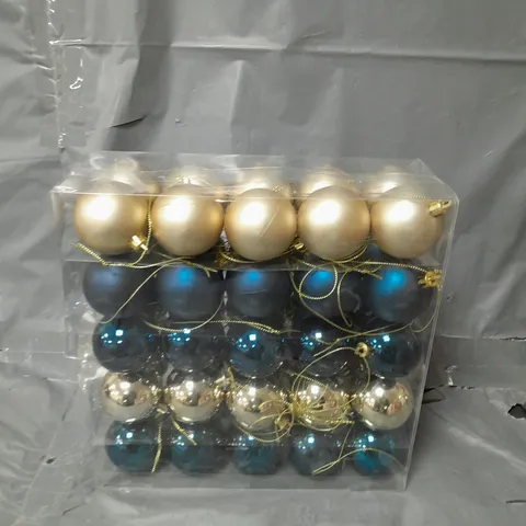PACK OF 50 BLUE AND GOLD CHRISTMAS TREE BAUBLES