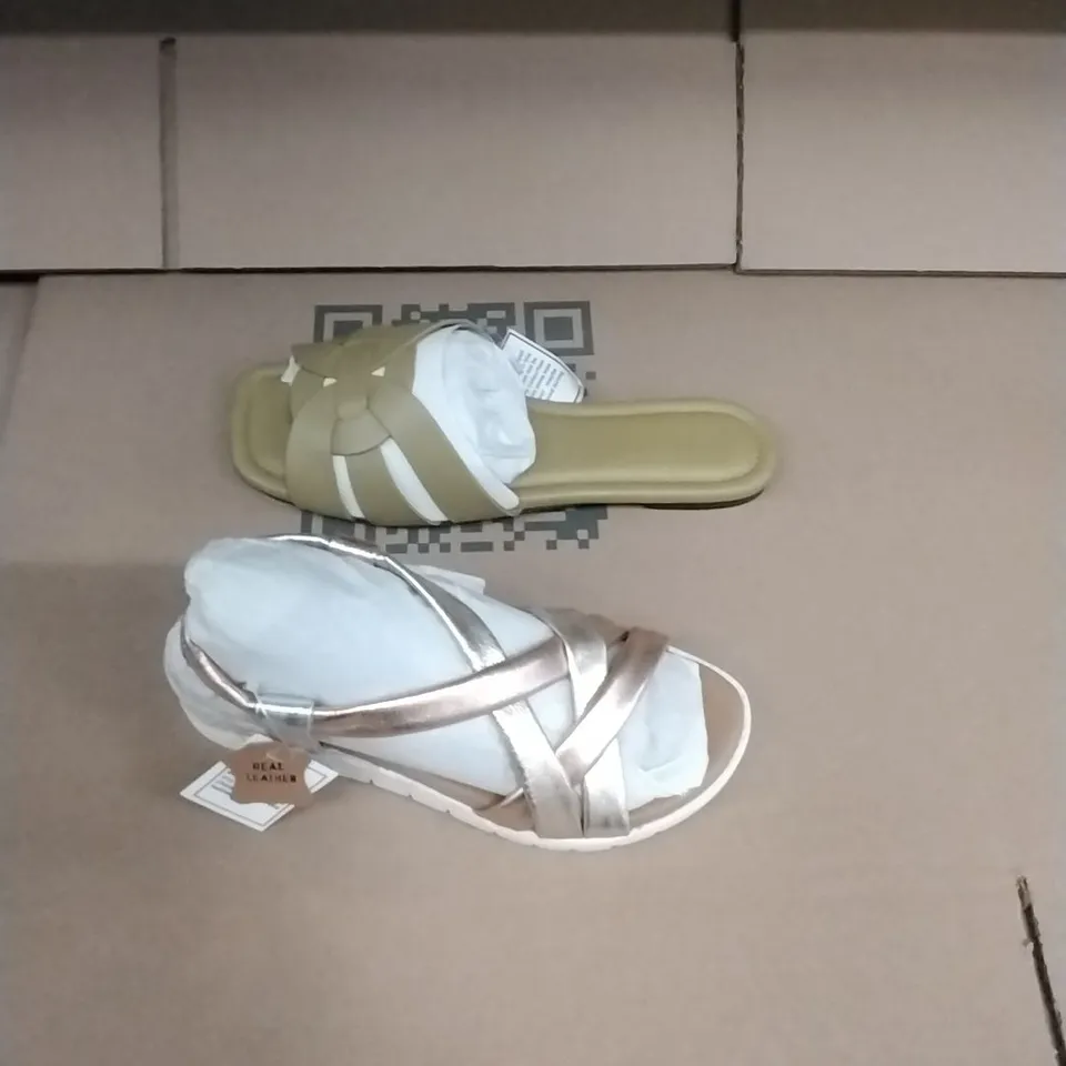 PALLET TO CONTAIN APPROXIMATELY 120 BRAND NEW DESIGNER SHOES TO INCLUDE; SANDALS, FLIP FLOPS VARIOUS COLOURS AND STYLES ETC