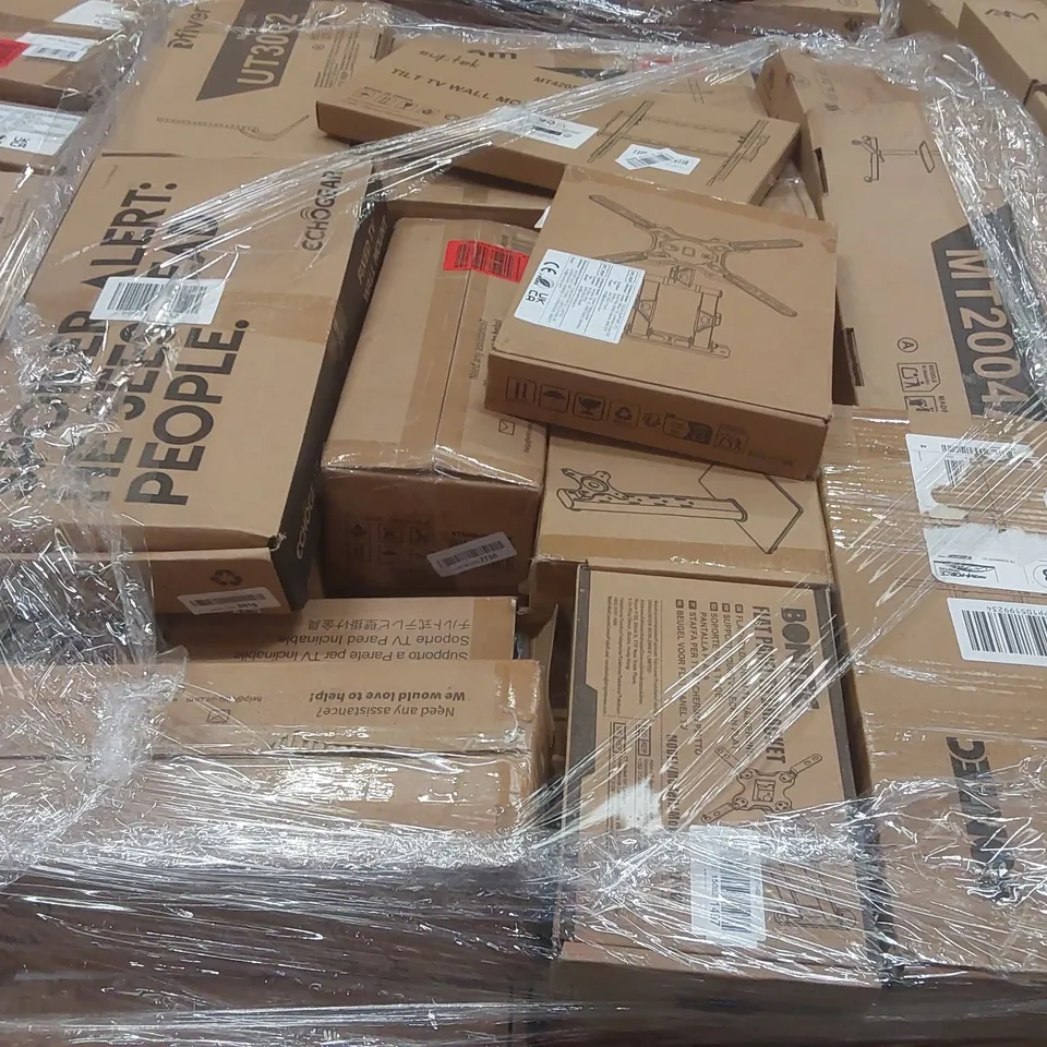 PALLET CONTAINING A VERY LARGE QUANTITY OF ASSORTED TV STANDS/MOUNTS ECT