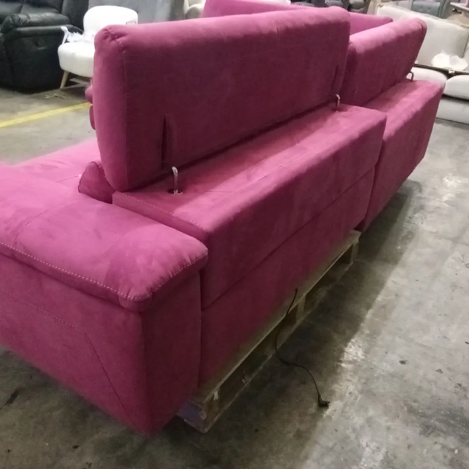 QUALITY DESIGNER ITALIAN MADE MARTINE ELECTRIC RECLINER CORNER CHAISE SOFA - CARBON BLUSH