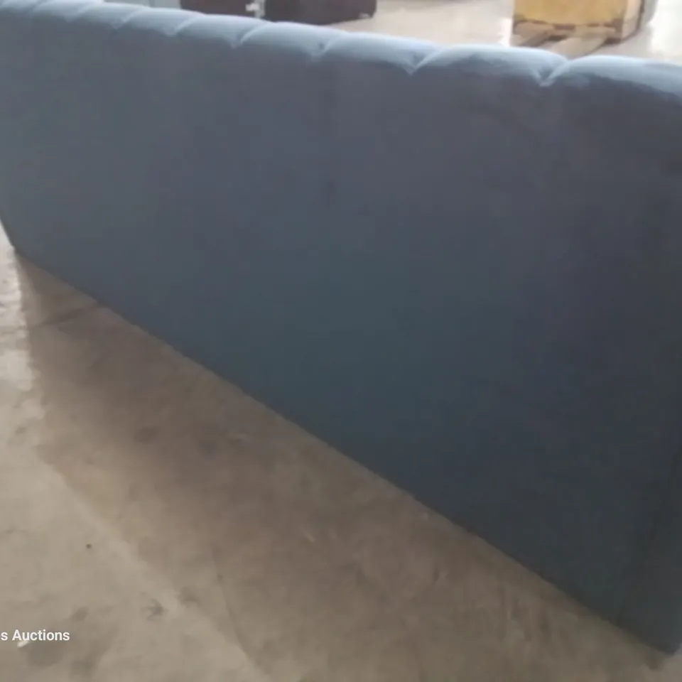 DESIGNER SORAYA THREE SEATER SOFA PLUSH BLUE FABRIC 