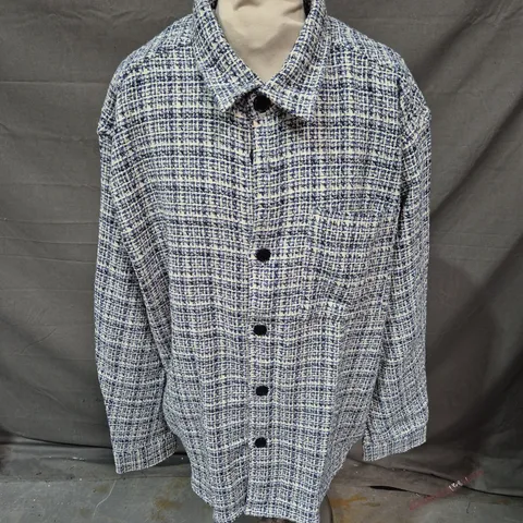 SELECTED HOMME BOUCLE OVERSHIRT IN EGRET CHECKS SIZE L