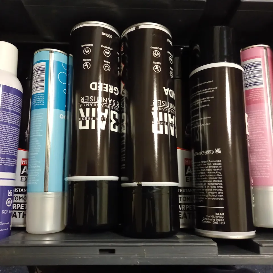 BOX OF APPROX 20 ASSORTED AEROSOLS TO INCLUDE B3 AIR SANITISER, BOOTS DRY SHAMPOO, SENSET CLEANSING FOAM - COLLECTION ONLY