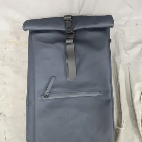 RAINS Navy Waterproof Backpack with Roll-Top Closure and Front Zip Pocket