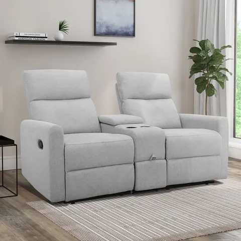 BOXED DOREL ARMCHAIRS DAOULAS LIGHT GREY DOUBLE RECLINER (3 BOXES)
