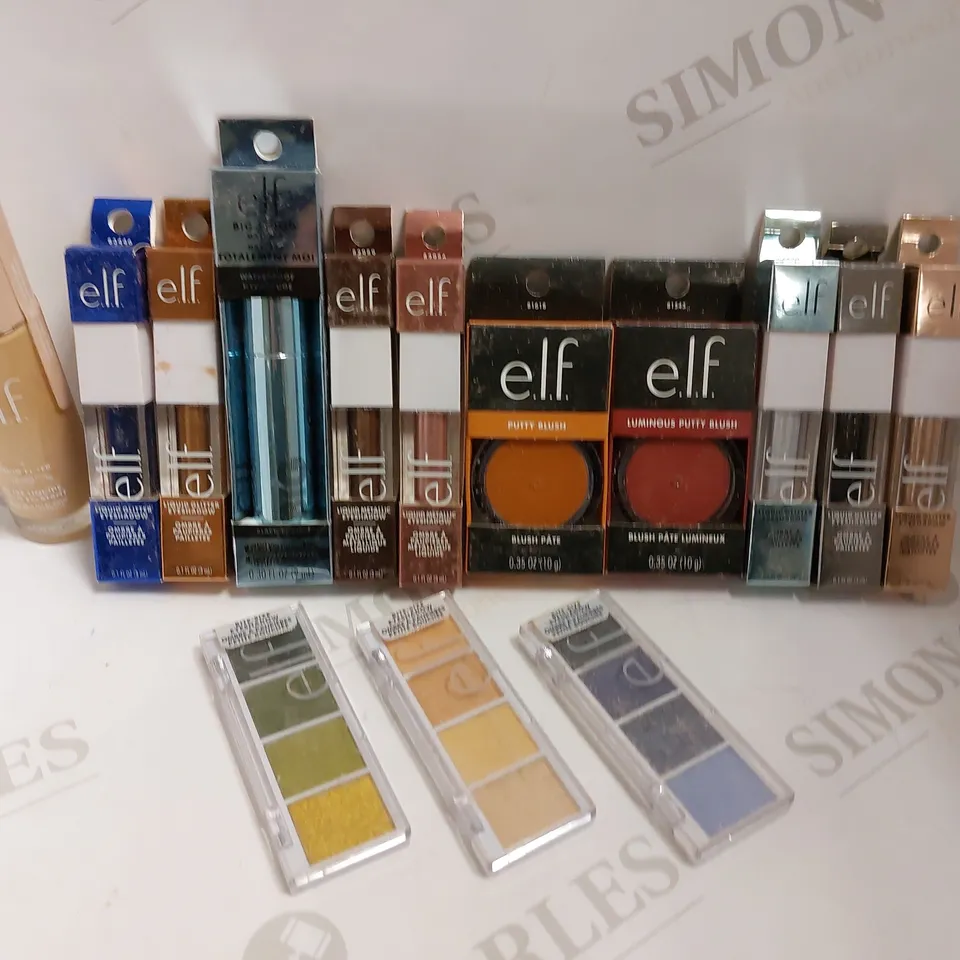 BOX OF APPROX 15 ELF PRODUCTS TO INCLUDE JEWEL BOX, ELF PUTTY BLUSH AND ELF LIQUID FILLER 