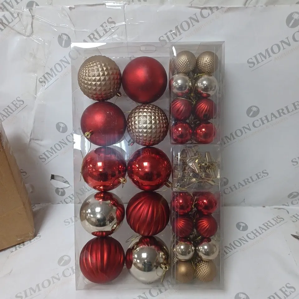 PACK OF 50 BAUBLES RED AND GOLD  RRP £19.99