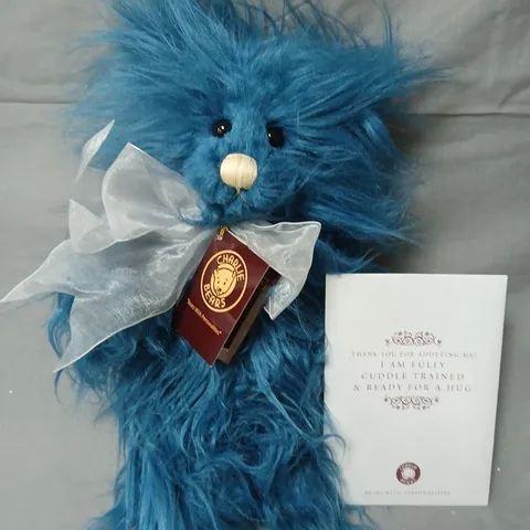 Charlie Bears Fuzzy Wuzz Plush Bear – Blue, Exclusively Designed by EW