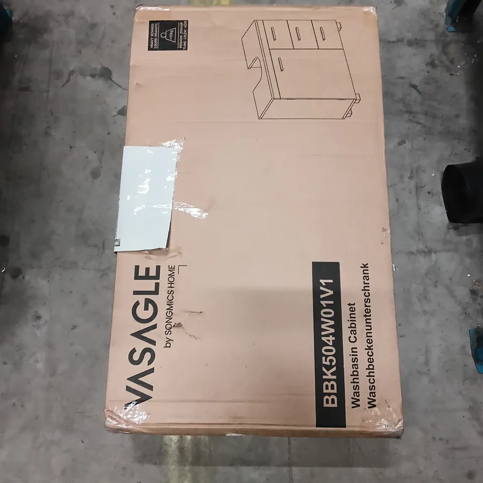 VASAGLE UNDER SINK BATHROOM CABINET, STORAGE CABINET, WITH 3 DRAWERS, 2 COMPARTMENTS BEHIND THE DOOR, FOR WASHBASINS WITH PEDESTAL, WITH FEET, 30 X 70 X 64 CM, CLOUD WHITE BBK504W01