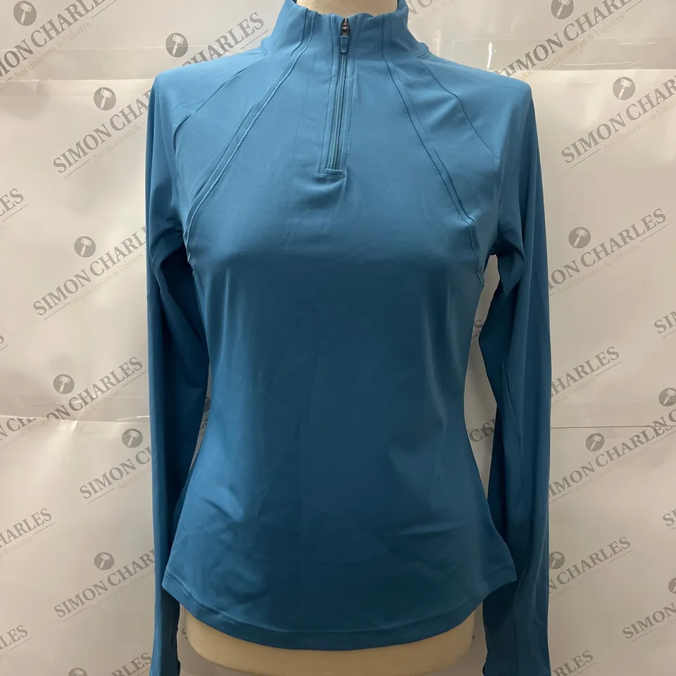 GYMSHARK 1/4 ZIP PULLOVER TOP IN BLUE SIZE M