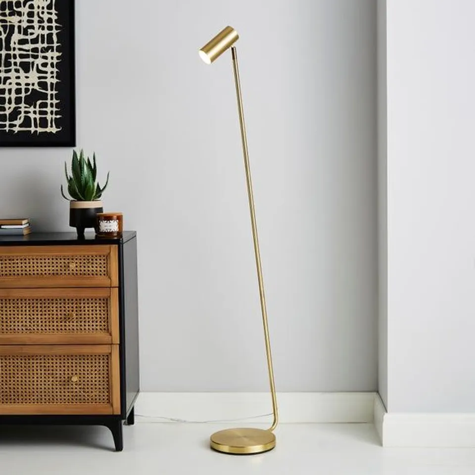 BOXED DUNELM LILOU INTEGRATED LED DIMMABLE FLOOR LAMP SATIN NICKEL 