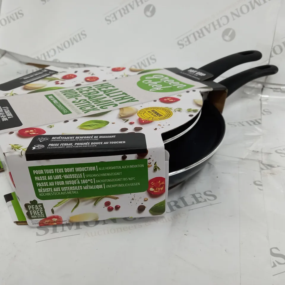 GREENCHEF HEALTHY CERAMIC NON STICK COOKING PANS - 24-28CM SOFT GRIP
