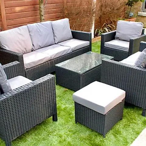 BOXED 8-SEATER GREENWICH RATTAN SET - GREY (2 BOXES)