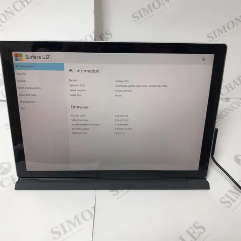 MICROSOFT SURFACE PRO 256GB 1807