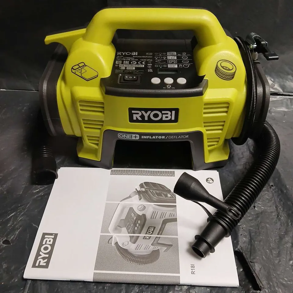 RYOBI 18V ONE+ INFLATOR/DEFLATOR (R18I) – BOXED WITH MANUAL