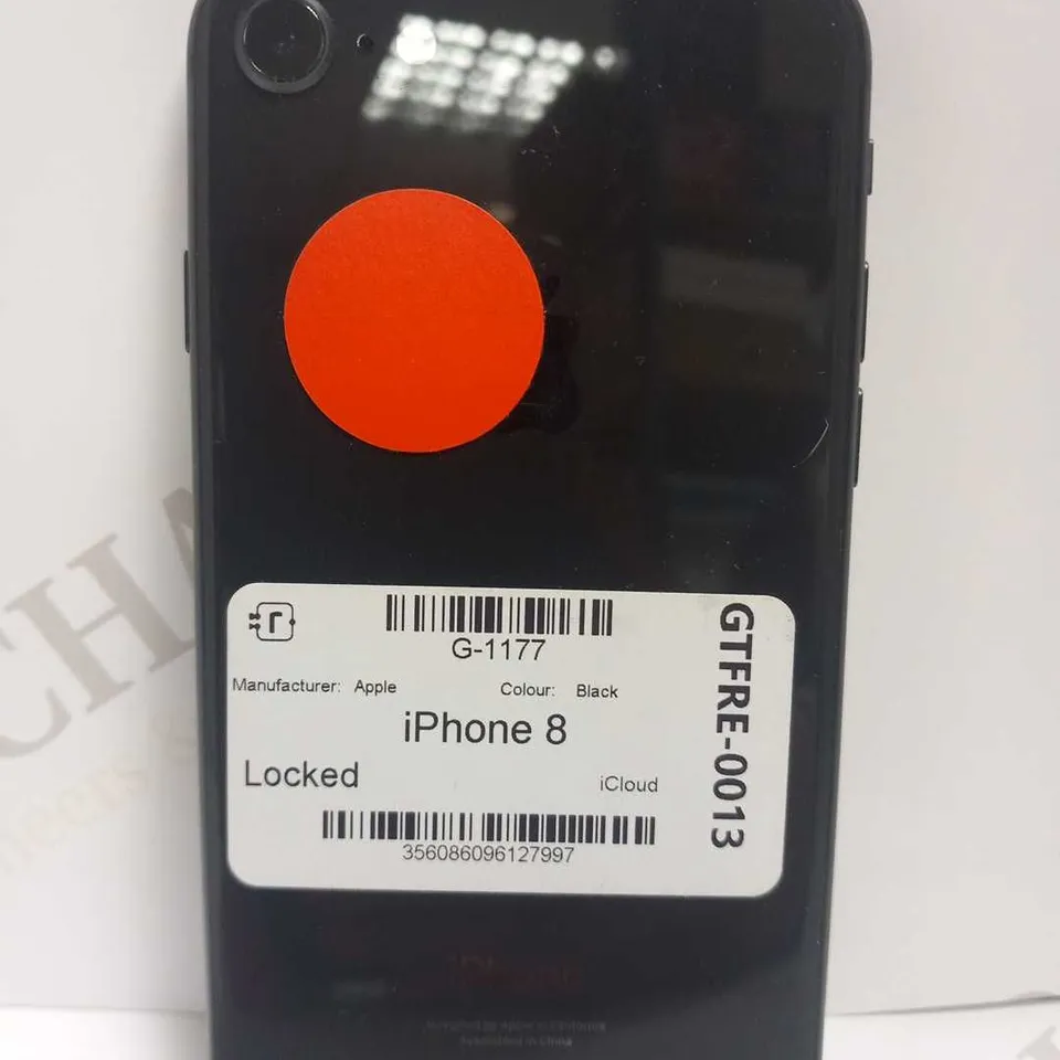 APPLE IPHONE 8 IN BLACK - LOCKED TO ICLOUD