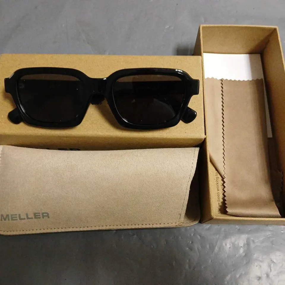 BOXED PAIR OF MELLER BLACK FRAMED GLASSES