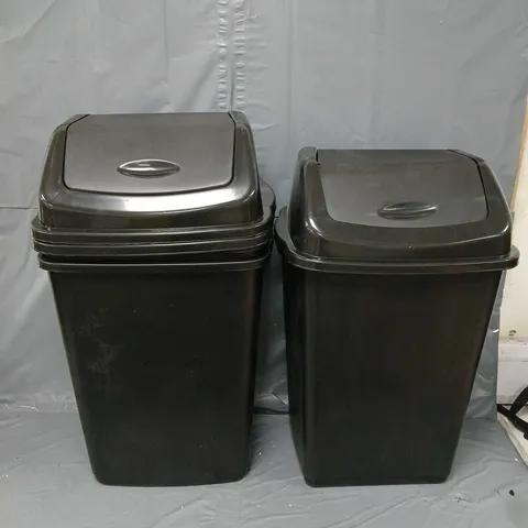 3 PLASTIC FLIP LID BINS IN BLACK