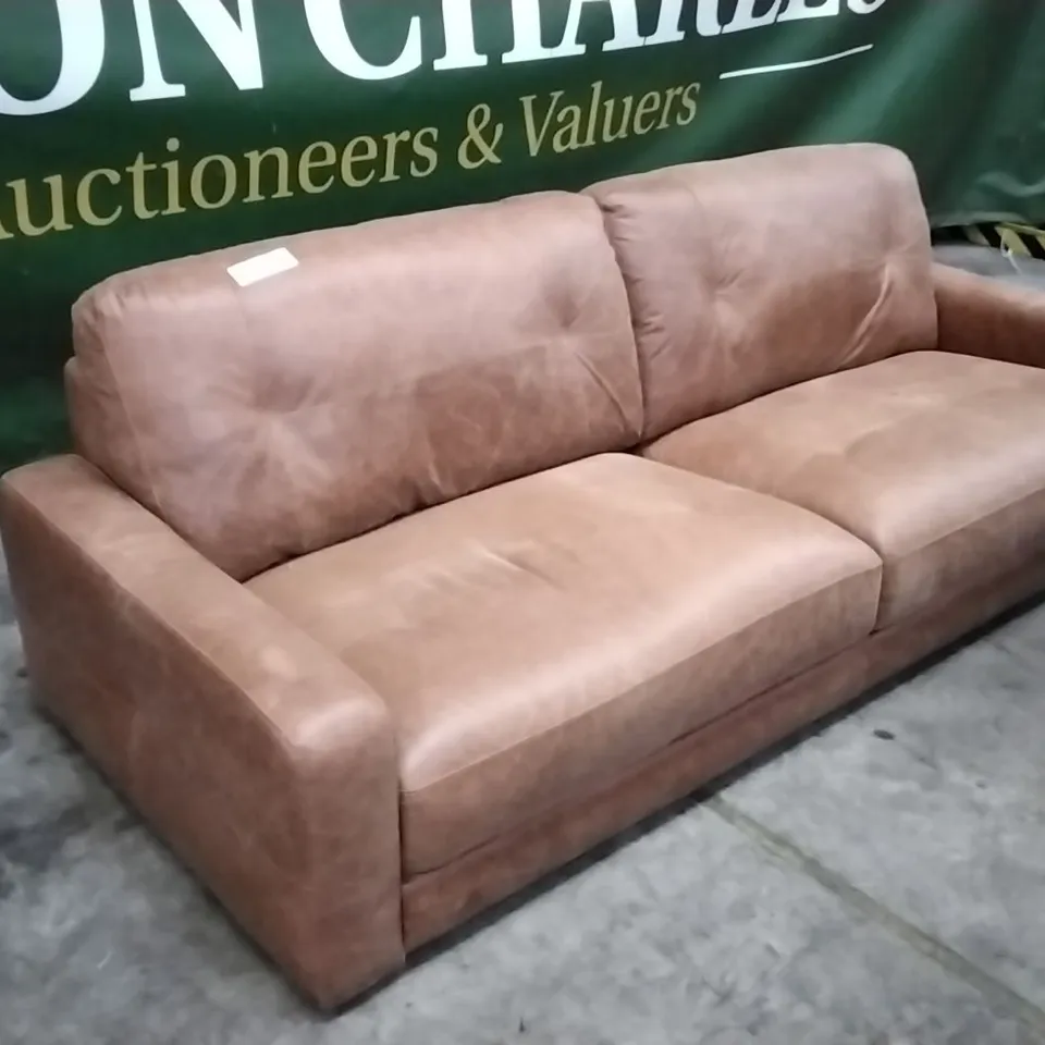 QUALITY ITALIAN DESIGNER PICENO LARGE SOFA RUSTIC BROWN LEATHER 