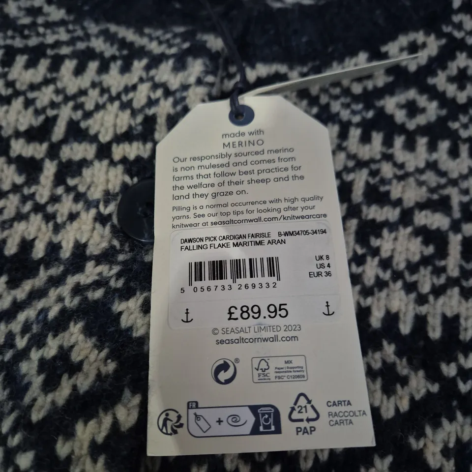 SEASALT CORNWALL DAWSON PICK CARDIGAN SIZE 8