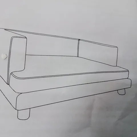 BOXED GREY UPHOLSTERED PET SOFA