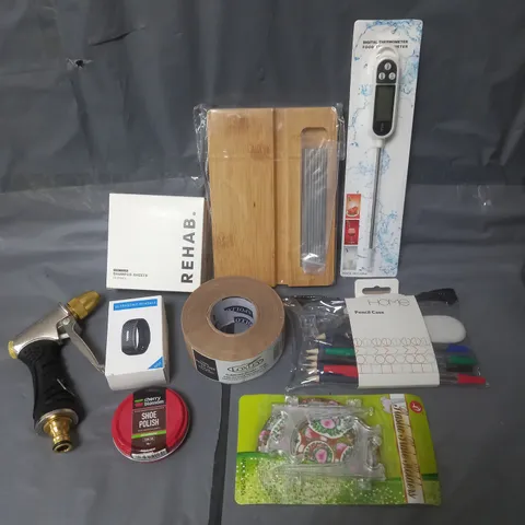 APPROXIMATELY 20 ASSORTED HOUSEHOLD PRODUCTS TO INCLUDE SHAMPOO SHEETS, DIGITAL THERMOMETER, SHOE POLISH ETC