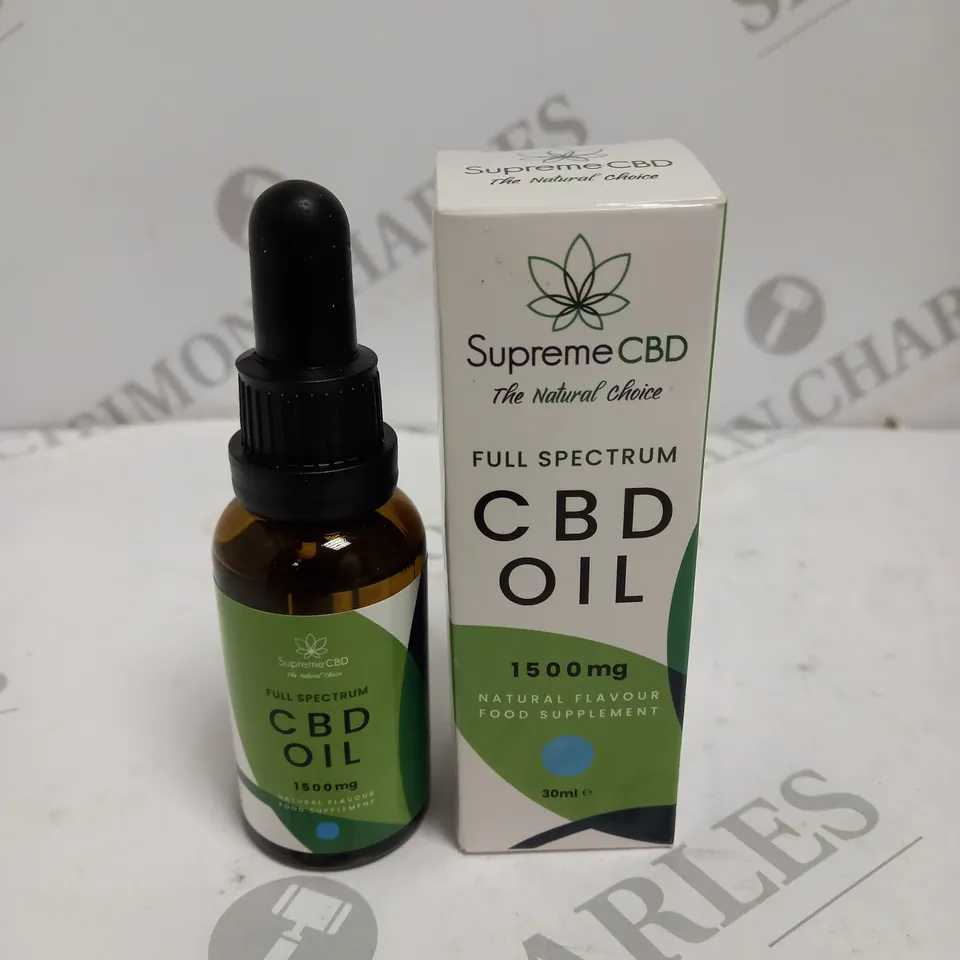 BOXED SUPREME CBD FULL SPECTRUM CBD OIL FOOD SUPPLEMENT - 1500MG