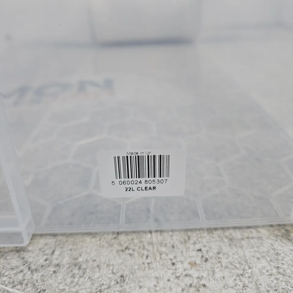 REALLY USEFUL 22L PLASTIC STORAGE BOX WITH LID CLEAR