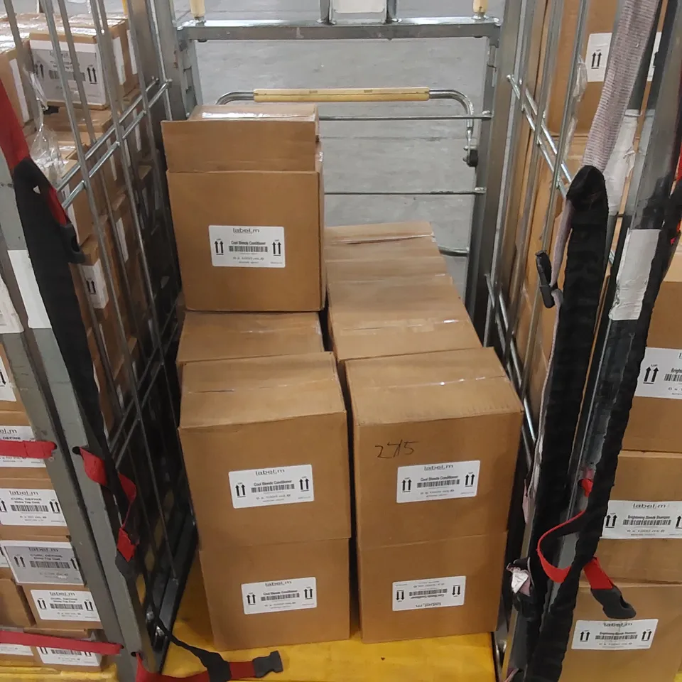 CAGE TO CONTAIN APPROX 18 X BOXES OF LABEL.M COOL BLONDE CONDITIONER - 6 X 1000ml BOTTLES PER BOX // CAGE NOT INCLUDED 
