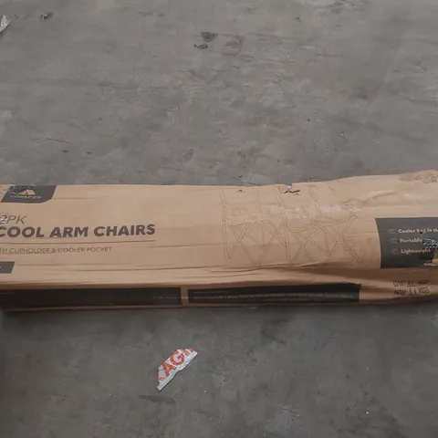 BOXED PAIR OF VOYAGER COOLER POCKET CAMPING CHAIRS 
