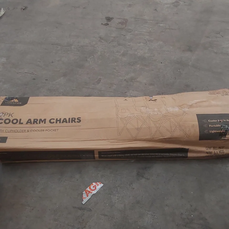 BOXED PAIR OF VOYAGER COOLER POCKET CAMPING CHAIRS 