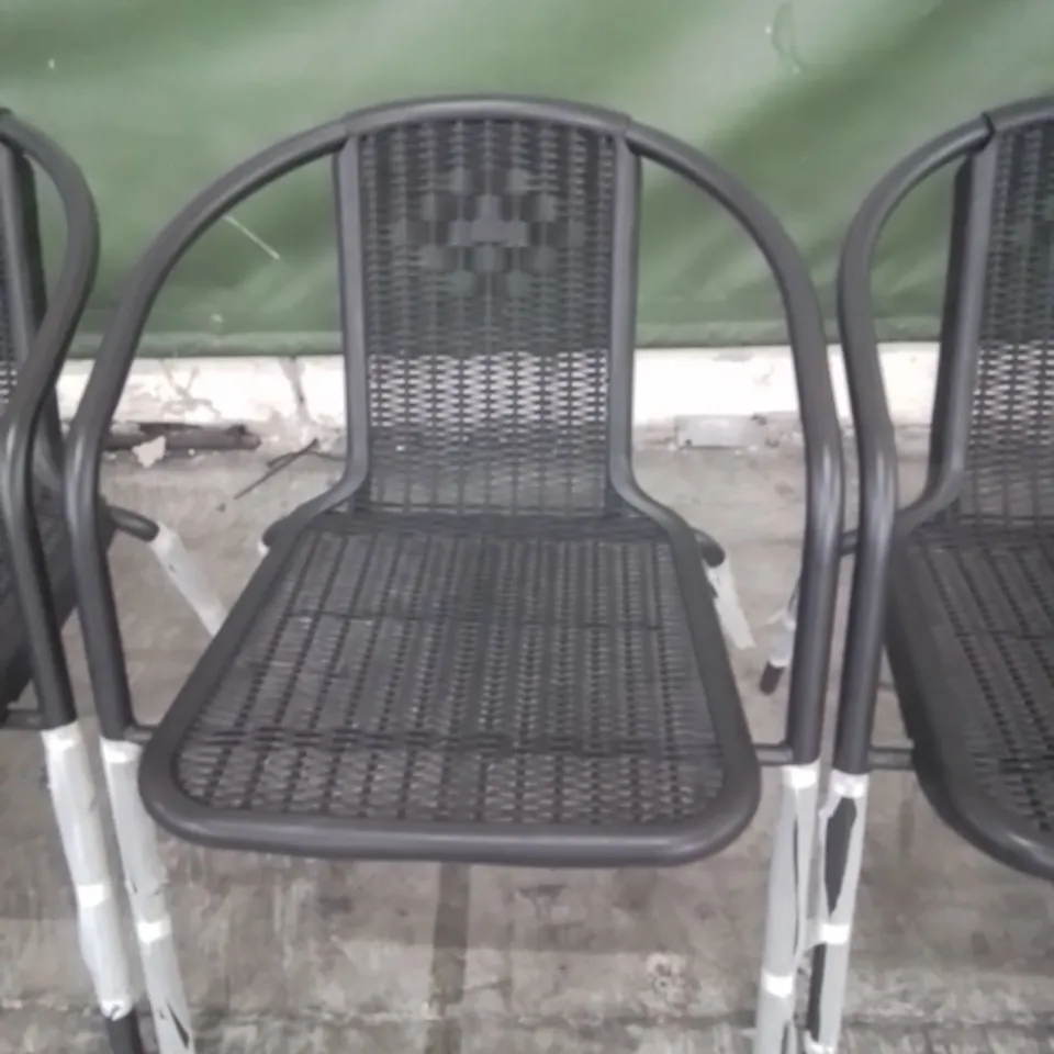 SET OF 6 METAL FRAMED PATIO DINING CHAIRS