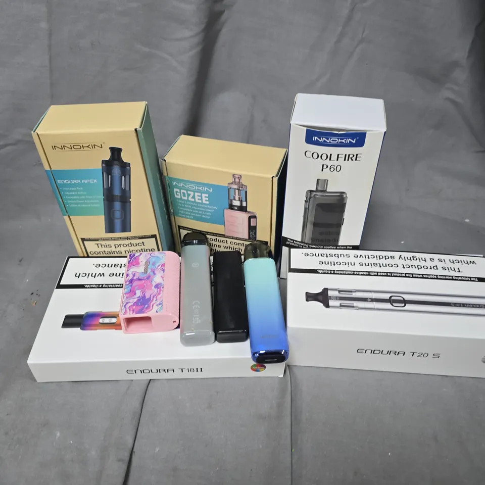 APPROXIMATELY 25 ASSORTED VAPE & E-CIGARETTE PRODUCTS TO INCLUDE INNOKIN COOLFIRE P60, INNOKIN ENDURA T18II, VOOPOO ARGUS, ETC