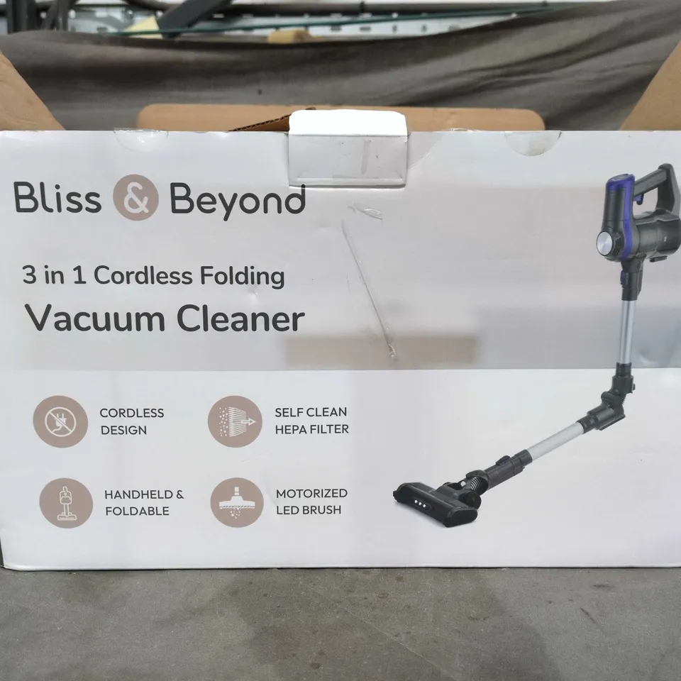 BLISS & BEYOND 3-IN-1 CORDLESS FOLDING VACUUM CLEANER – BOXED