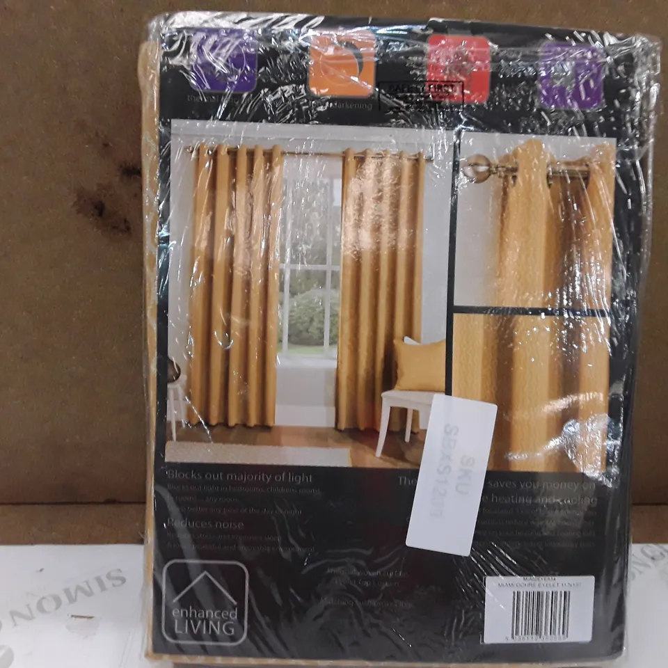 BRAND NEW ENHANCED LIVING BLACK OUT THERMAL CURTAINS - 229CM X 137CM (MIAMI YELLOW)