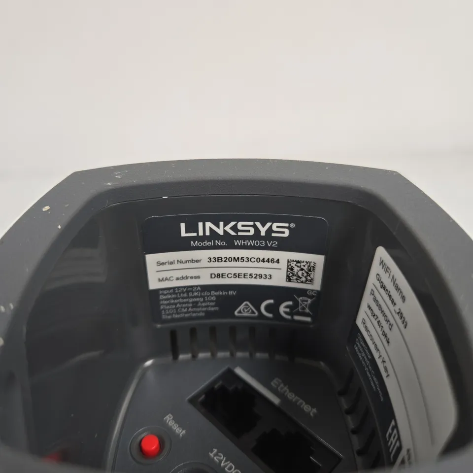 LINKSYS VELOP WHW03 V2 MESH WI‑FI NODE – WHITE (GIGACLEAR POWERED BY LINKSYS)