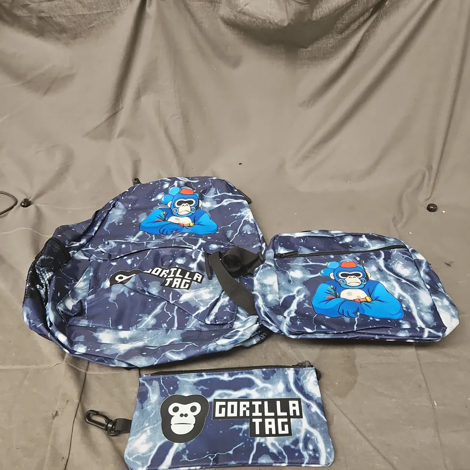 GORILLA TAG 3 PIECE COLLECTION TO INCLUDE BACK PACK ETC