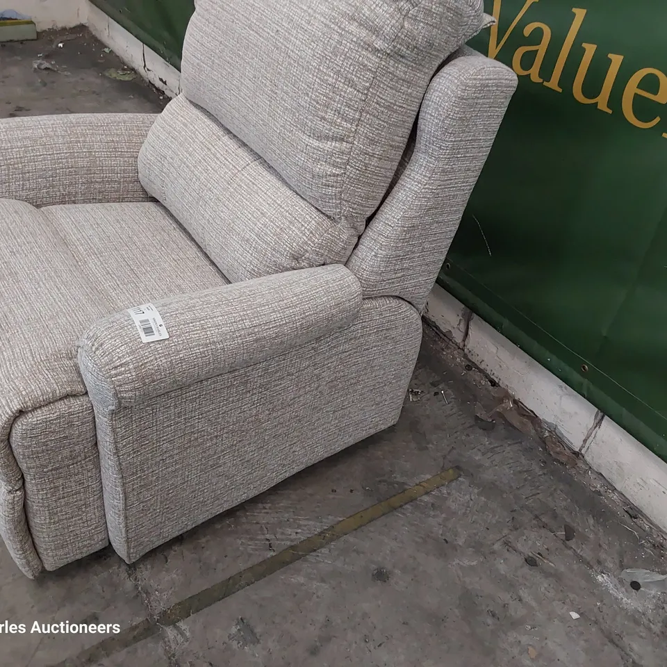 QUALITY BRITISH DESIGNER G PLAN NEWMARKET EASY CHAIR LOOM SHALE FABRIC 
