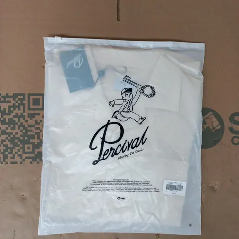 BAGGED PERCIVAL LONG SLEEVE CUBAN LINEN SHIRT IN CREAM SIZE MEDIUM