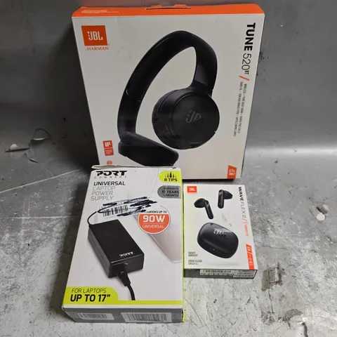 APPROXIMATELY 7 ASSORTED ELECTRICAL PRODUCTS TOP INCLUDE HEADPHONES, LAPTOP POWER SUPPLY ETC 