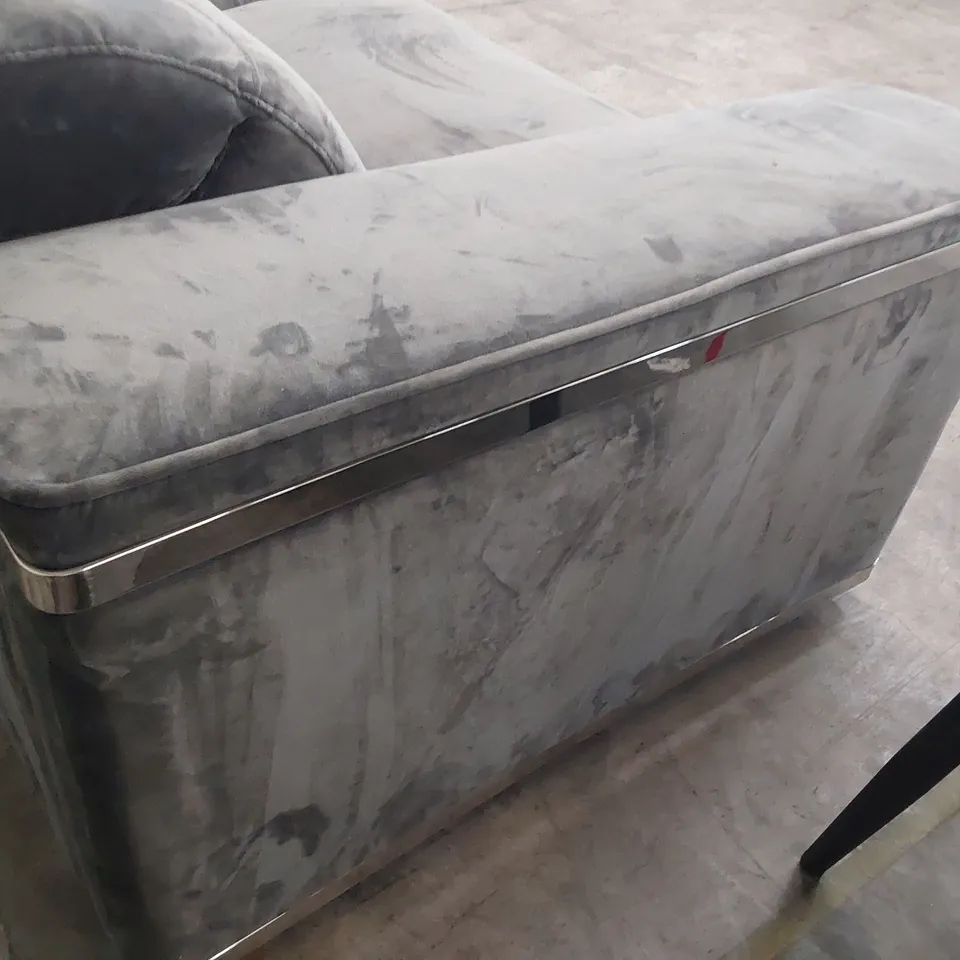 DESIGNER ZULU POWER RECLINING FOUR SEATER SOFA WITH POWER HEADRESTS GREY SUEDE 