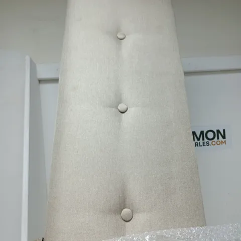 CREAM UPHOLSTERED HEADBOARD WITH SIDE PANEL FOR BED 