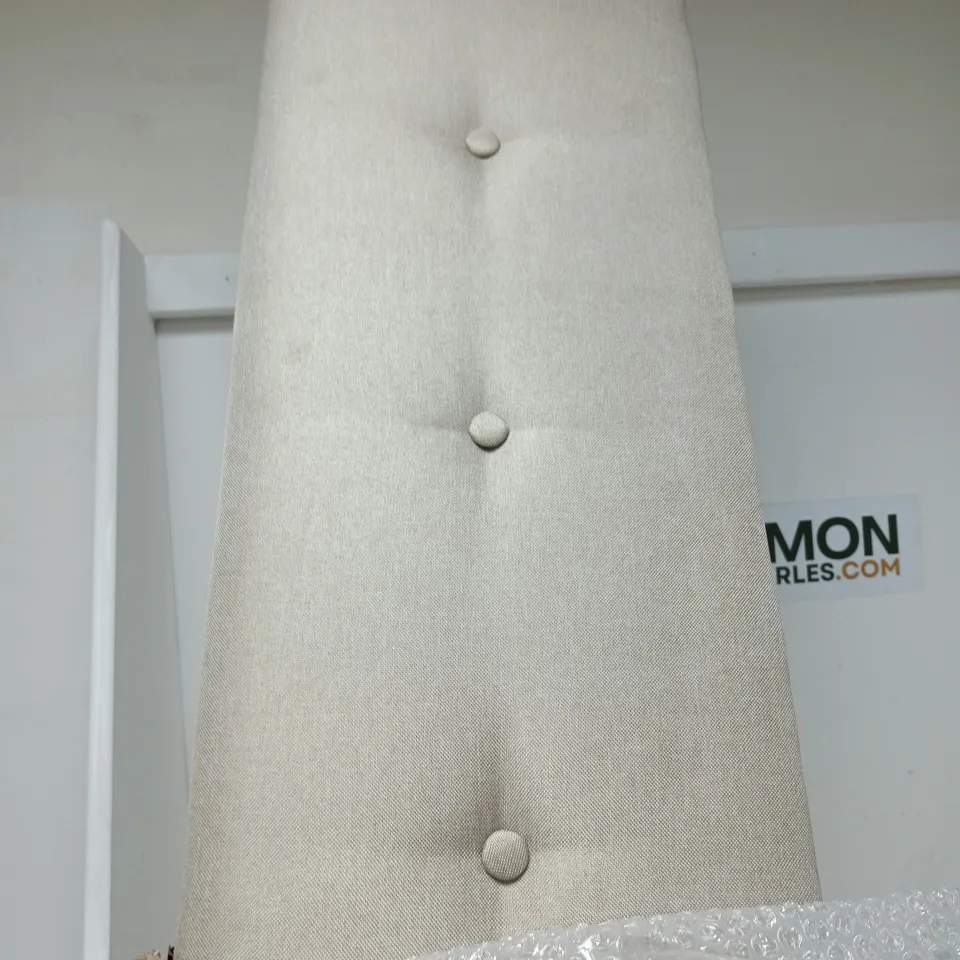 CREAM UPHOLSTERED HEADBOARD WITH SIDE PANEL FOR BED