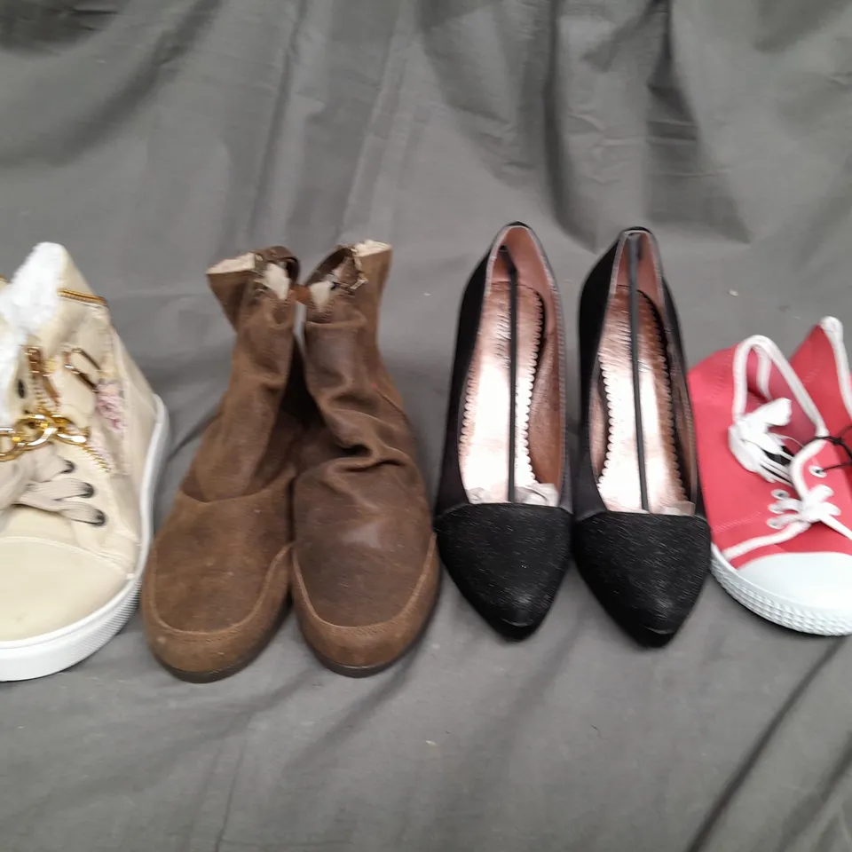 BOX OF APPROXIMATELY 10 ASSORTED PAIRS OF SHOES IN VARIOUS SIZES, COLOURS AND STYLES