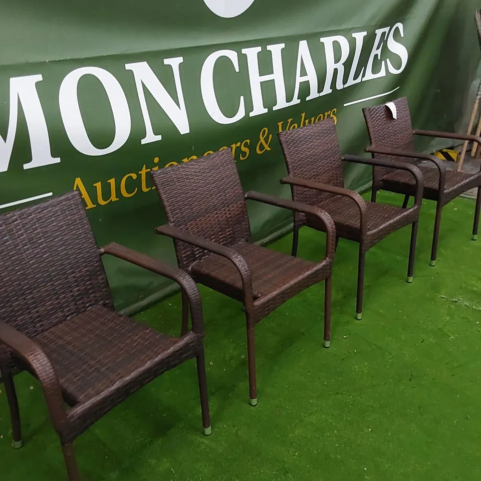 SET OF 4 CHOCOLATE MIX RATTAN CHAIRS 